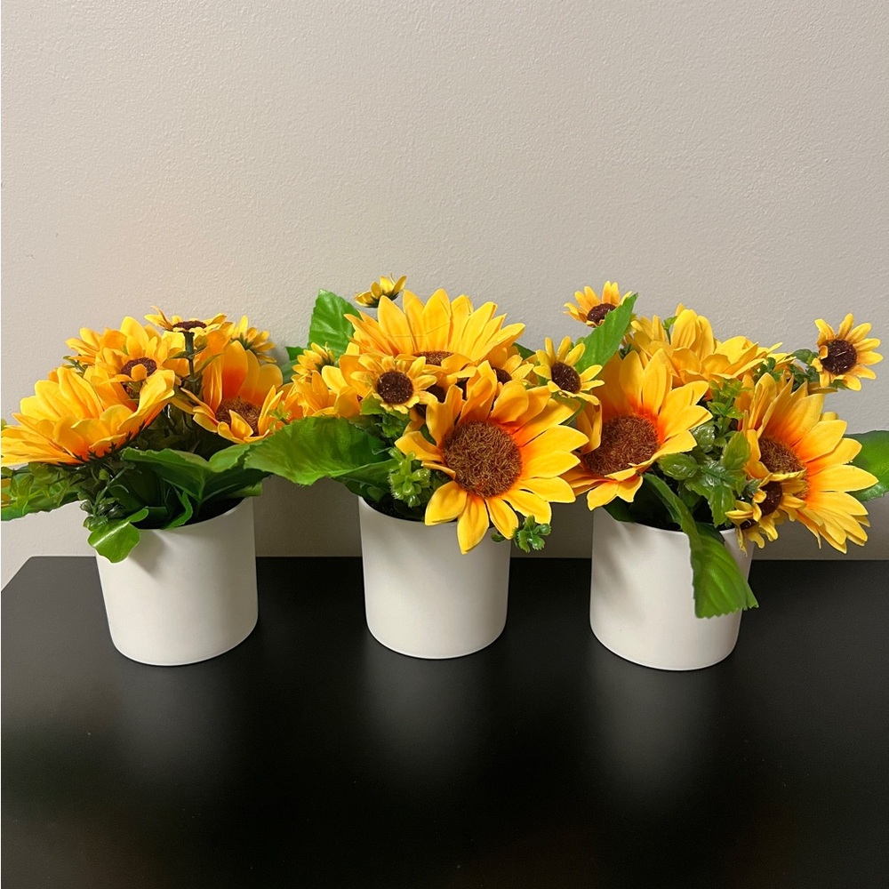 Set of 3 sunflower decor